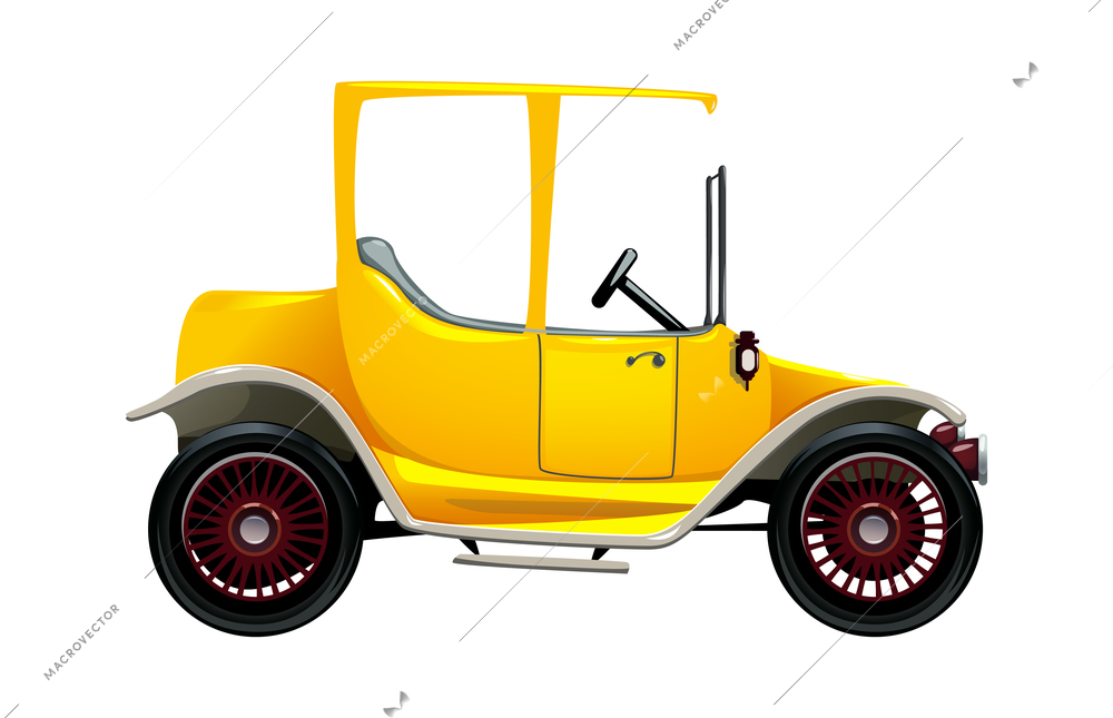 Car automobile evolution flat composition with isolated side view of car on blank background vector illustration