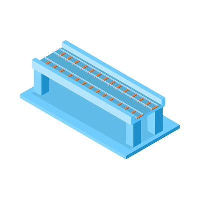 Metro isometric composition with isolated image of railroad overpass with rails vector illustration