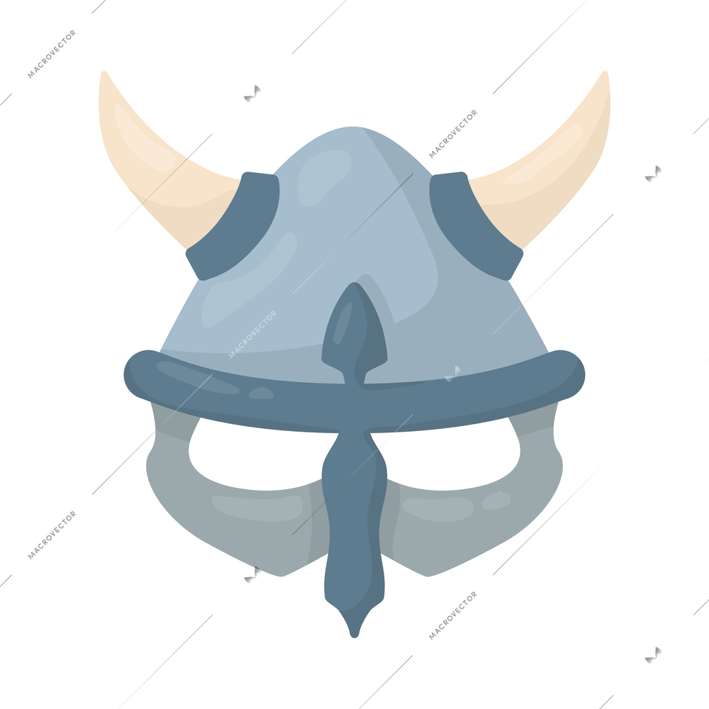 Scandinavian vikings culture composition with isolated image of metal helmet mask with horns vector illustration