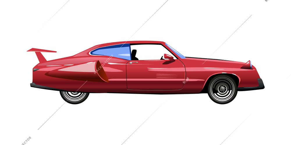 Car automobile evolution flat composition with isolated side view of car on blank background vector illustration