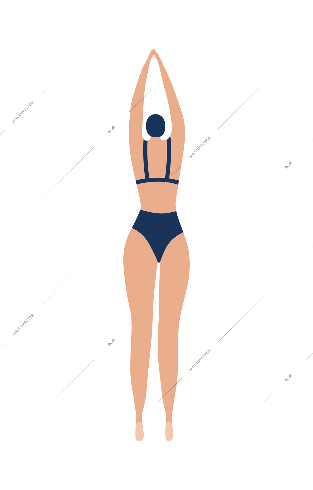 Swim pool people composition with isolated human character of woman in swimsuit ready to jump vector illustration