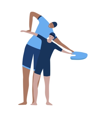 Swim pool people composition with isolated human characters of teenager and coach vector illustration