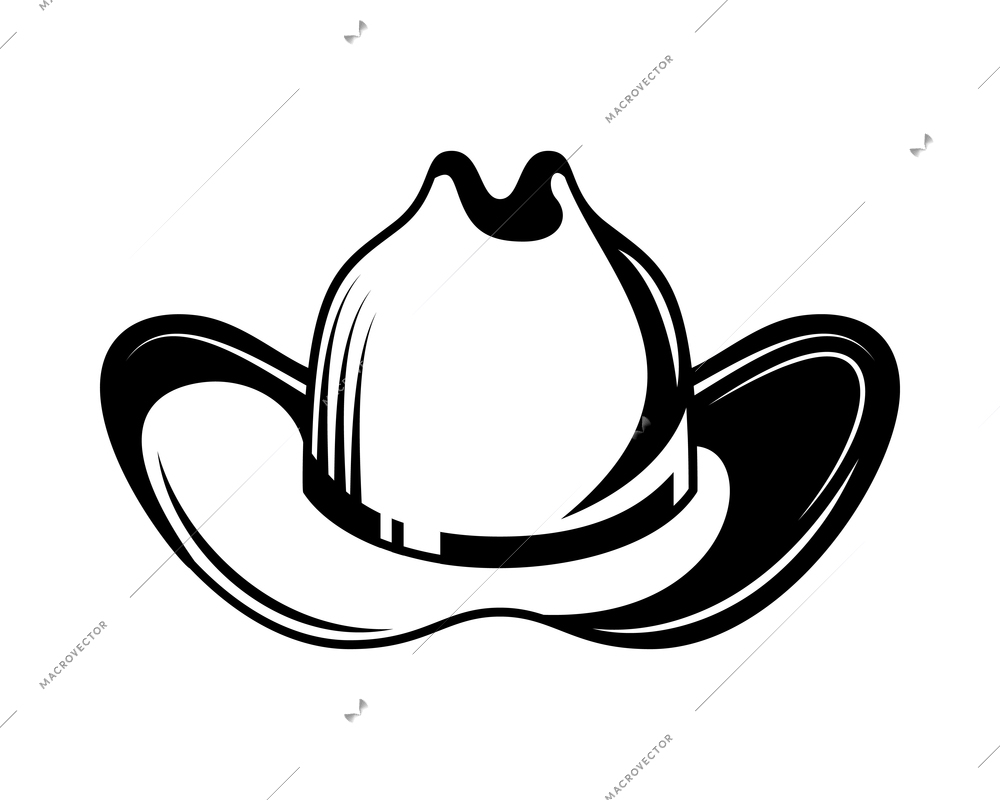 Cowboy emblem monochrome vintage composition with isolated image of hat vector illustration