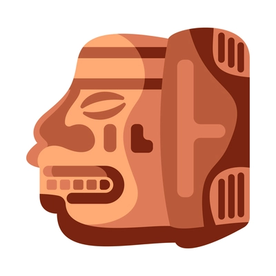 Maya civilization culture composition with isolated image of aztec stone face vector illustration