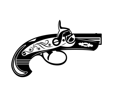 Cowboy emblem monochrome vintage composition with isolated image of rifle vector illustration