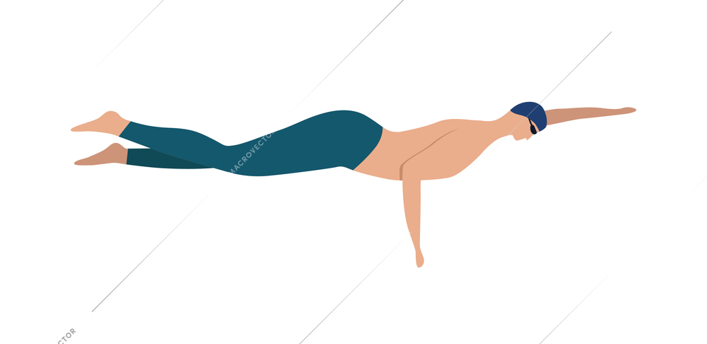 Swim pool people composition with isolated human character of swimming man vector illustration