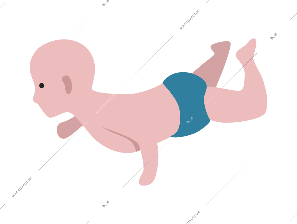 Swim pool people composition with isolated human character of swimming baby vector illustration