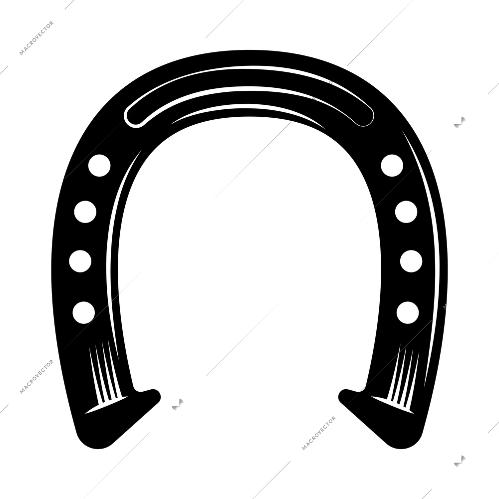 Cowboy emblem monochrome vintage composition with isolated image of horseshoe vector illustration