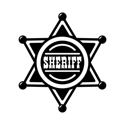 Cowboy emblem monochrome vintage composition with isolated image of sheriff star vector illustration