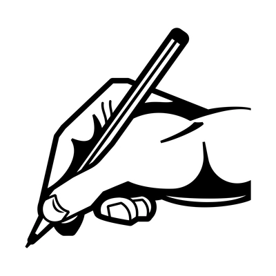 Hand wrist gesture black engraving composition with monochrome hand with pencil vector illustration