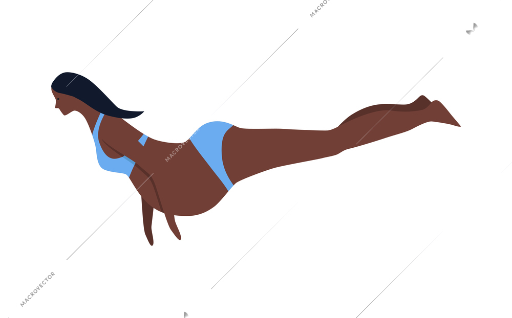 Swim pool people composition with isolated human character of pregnant woman in swimsuit vector illustration