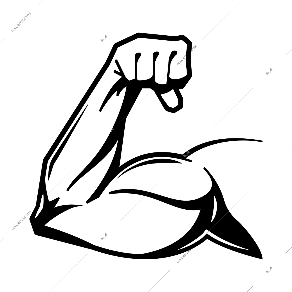 Hand wrist gesture black engraving composition with monochrome muscle power gesture vector illustration
