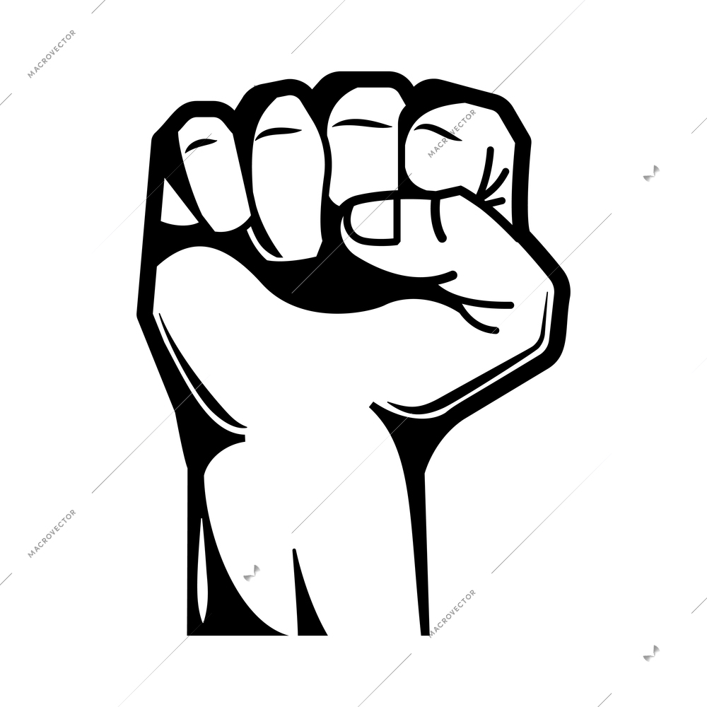 Hand wrist gesture black engraving composition with monochrome fist up gesture vector illustration