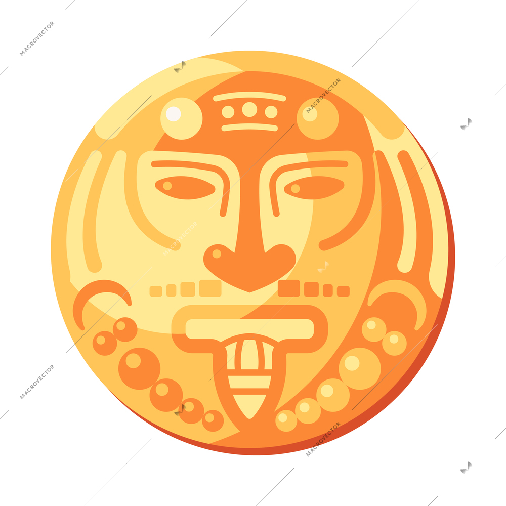 Maya civilization culture composition with isolated image of solar deity vector illustration