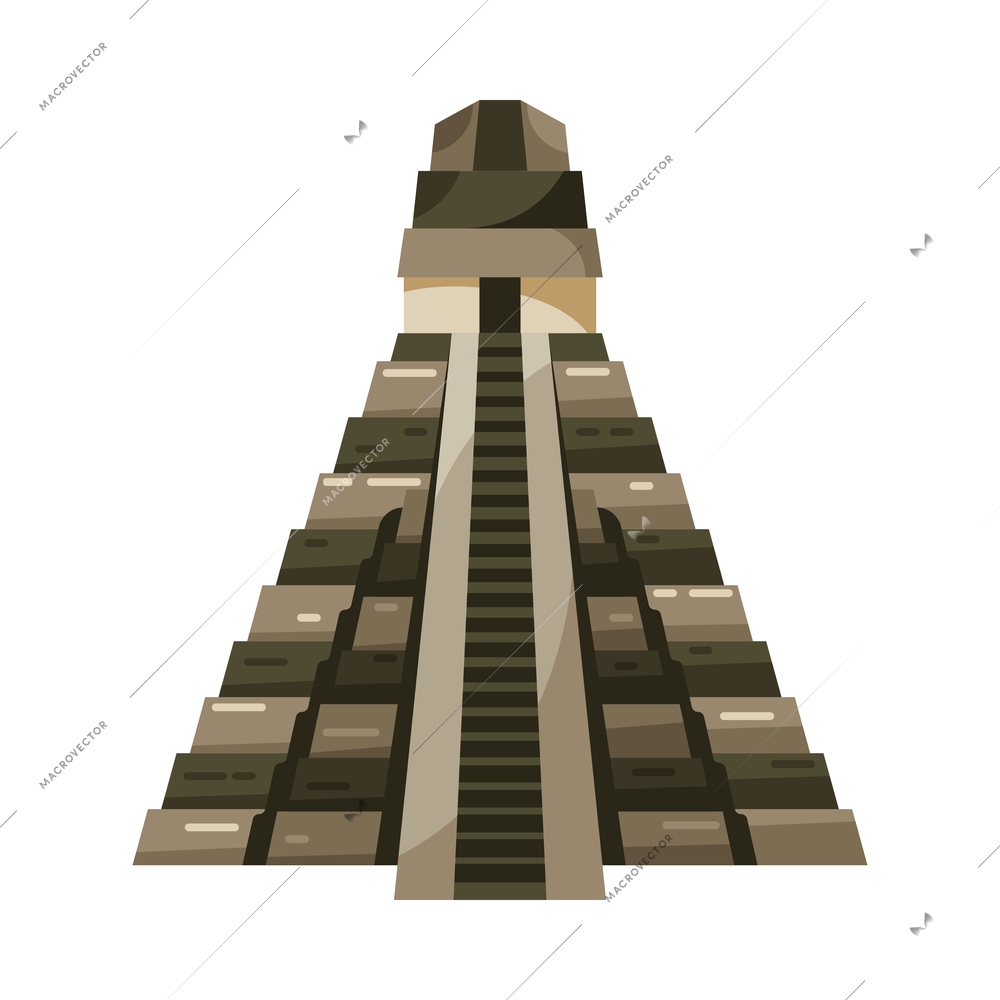 Maya civilization culture composition with isolated image of ancient pyramid building vector illustration