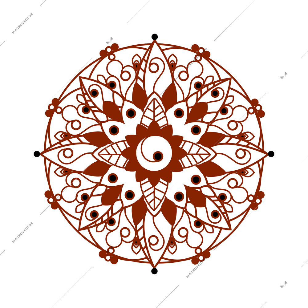 Diwali realistic composition with isolated image of traditional circle ornament vector illustration