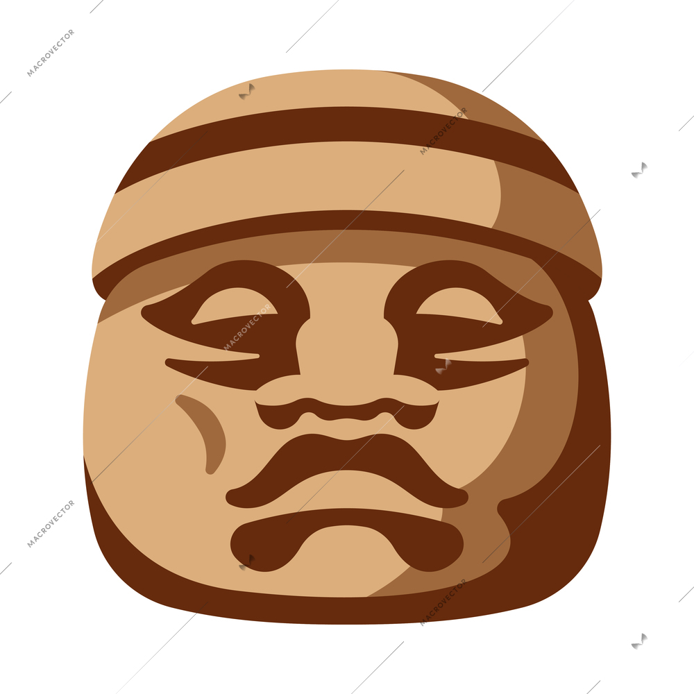 Maya civilization culture composition with isolated image of ancient face mask vector illustration