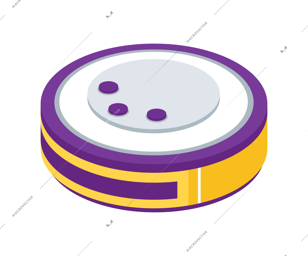 Isometric artificial intelligence composition with isolated image of robotic vacuum cleaner vector illustration