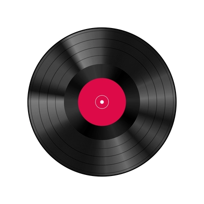 Vinyl realistic composition with image of lp vinyl disk on transparent background vector illustration