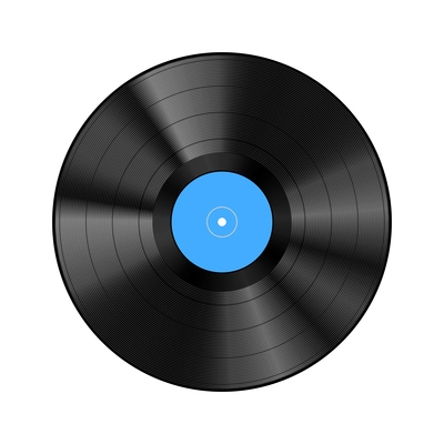 Vinyl realistic composition with image of lp vinyl disk on transparent background vector illustration