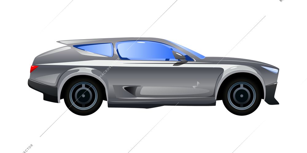 Car automobile evolution flat composition with isolated side view of car on blank background vector illustration