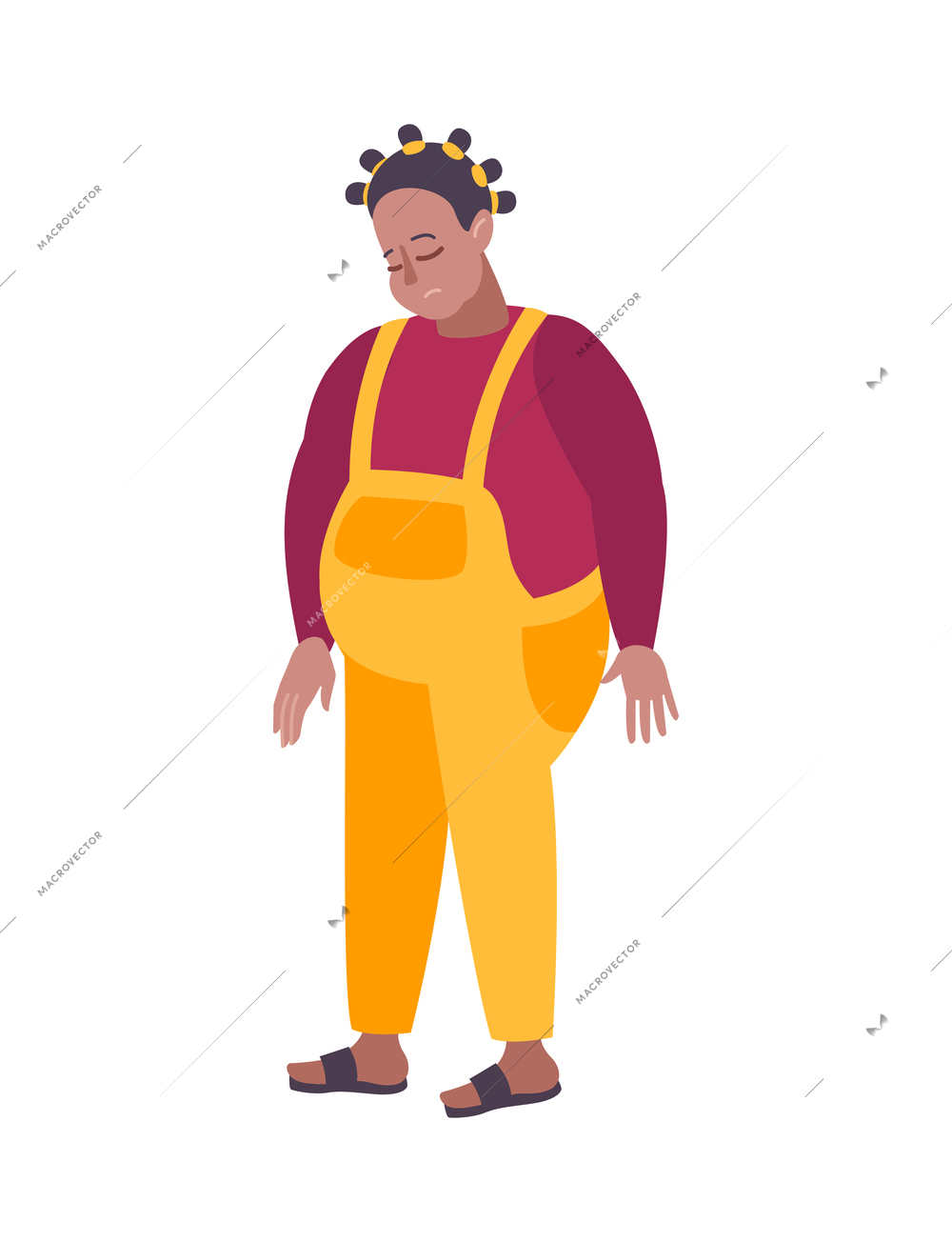 Fat people obesity composition with isolated doodle character of fat woman vector illustration