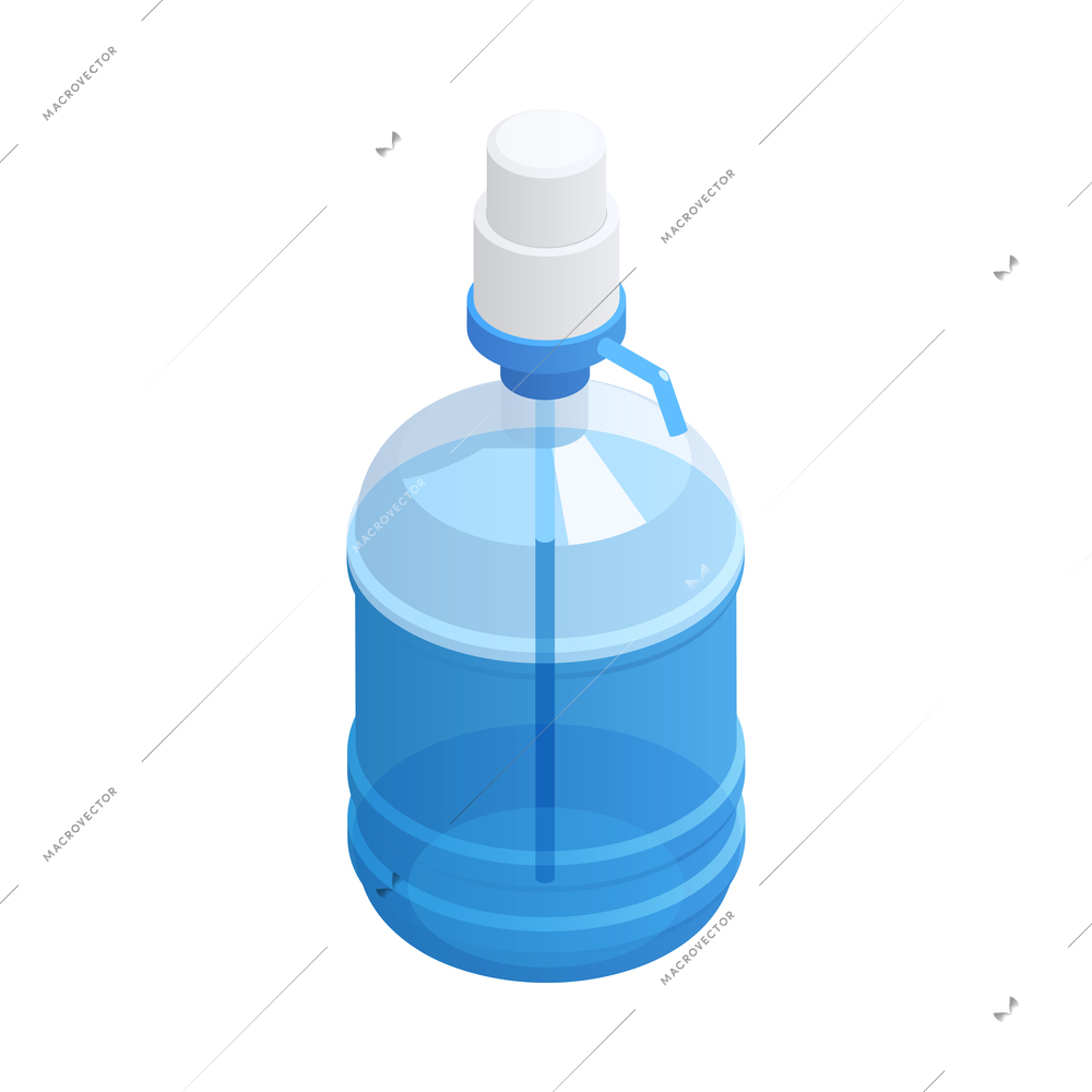 Plastic bottle with hand water pump for home or office 3d isometric vector illustration