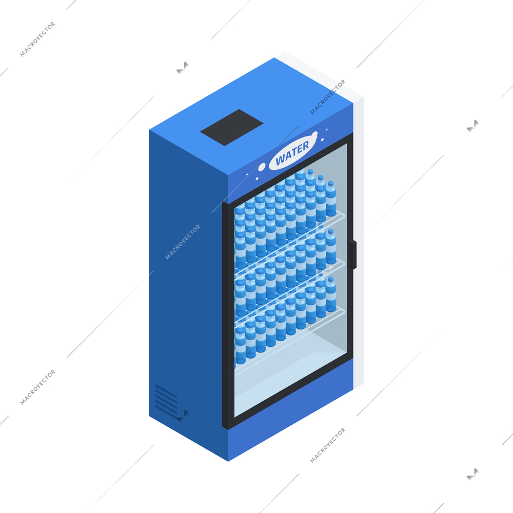Vending machine with bottles of drinking water isometric icon vector illustration