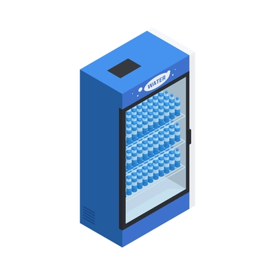 Vending machine with bottles of drinking water isometric icon vector illustration