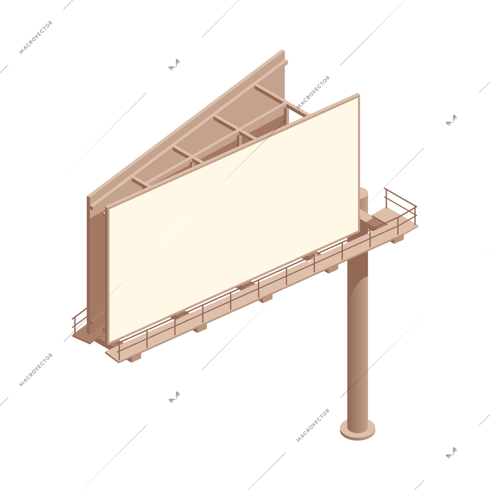 Blank road billboard for outdoor advertisement in isometric style 3d vector illustration