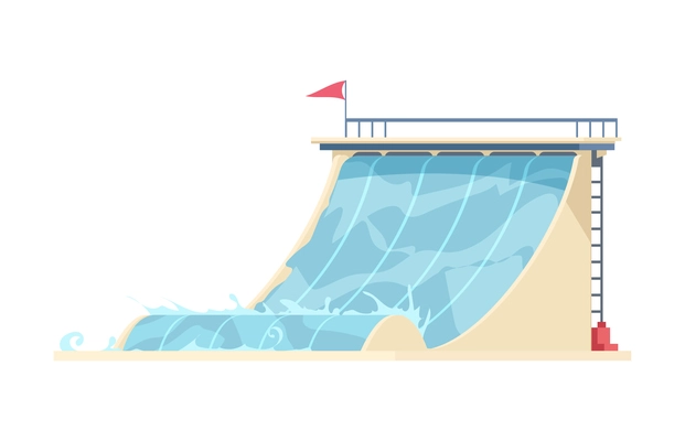 Cartoon aquapark attraction water slides vector illutration