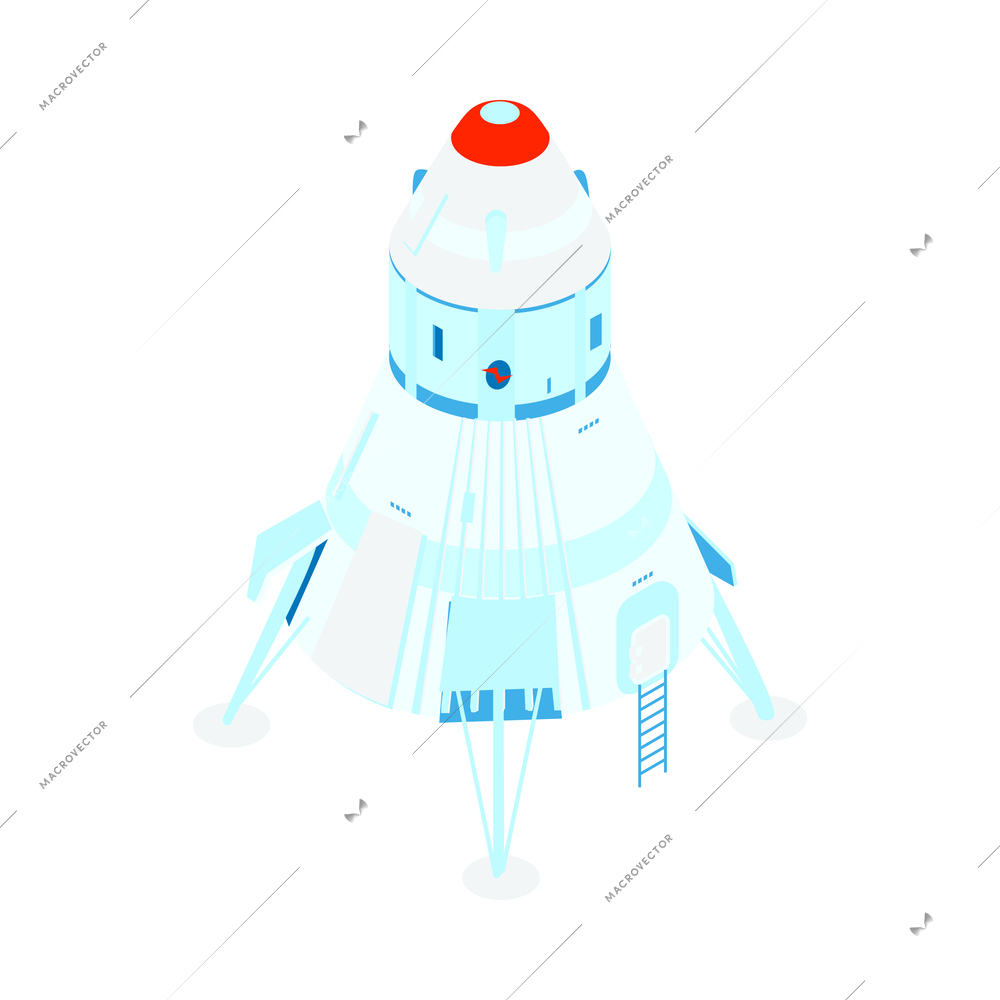 Isometric color icon with spacecraft on white background 3d vector illustration