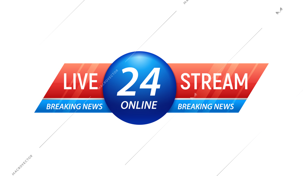 Breaking news live stream bar for television channel realistic vector illustration