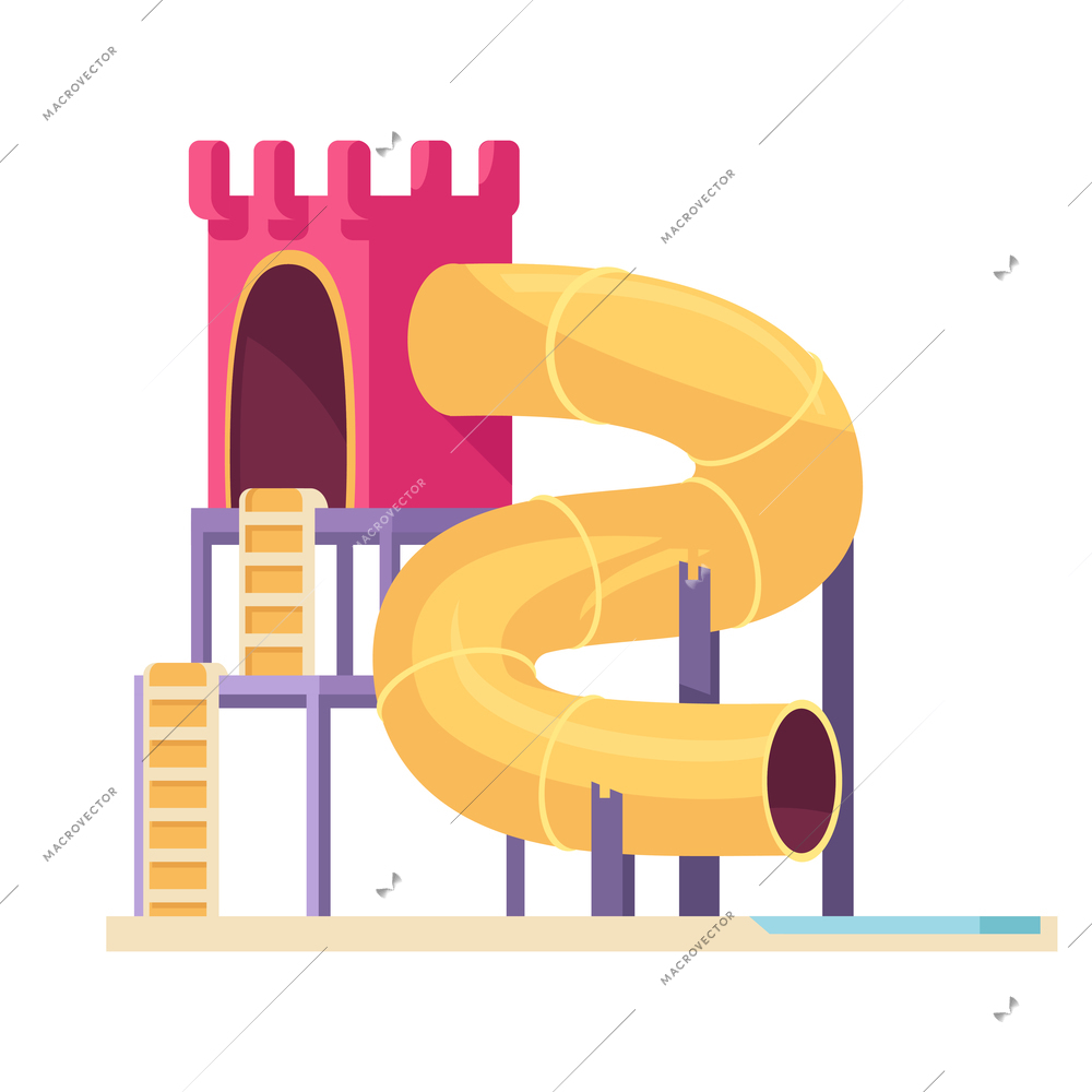 Colorful pipe slide in aquapark cartoon vector illustration