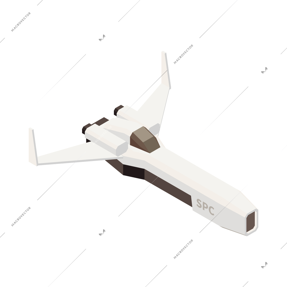 White space shuttle isometric icon on blank background 3d vector illustration