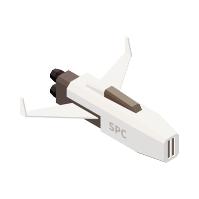 Isometric icon of space shuttle on white background 3d vector illustration