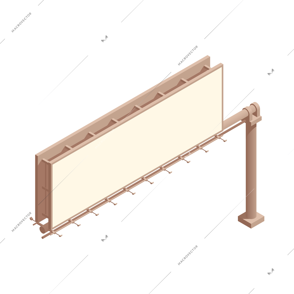 Isometric horizontal blank white road billboard 3d vector illustration