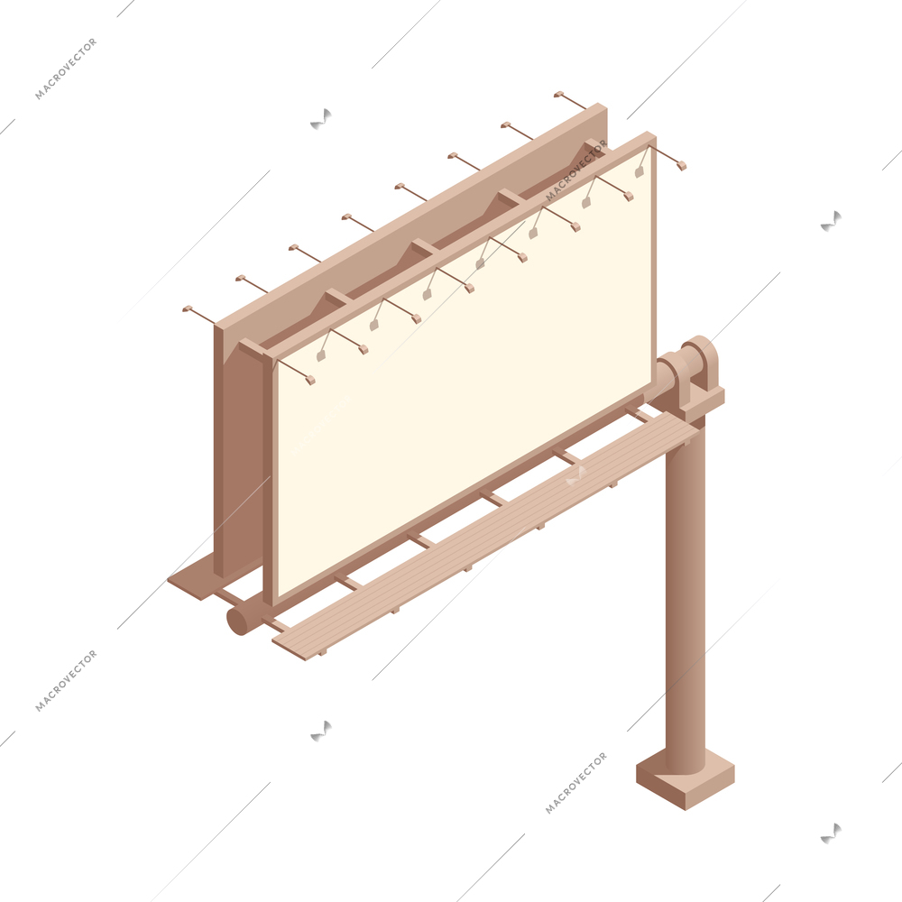 Isometric icon with blank road billboard for outdoor advertisement 3d vector illustration