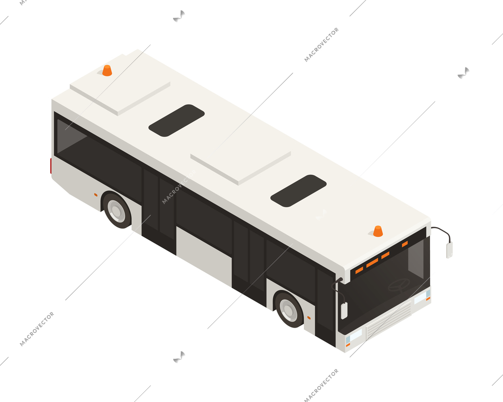 Airport apron bus isometric icon on white background 3d vector illustration