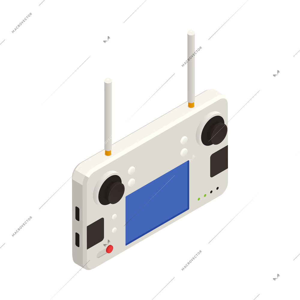 Isometric white drone remote control with screen icon 3d vector illustration