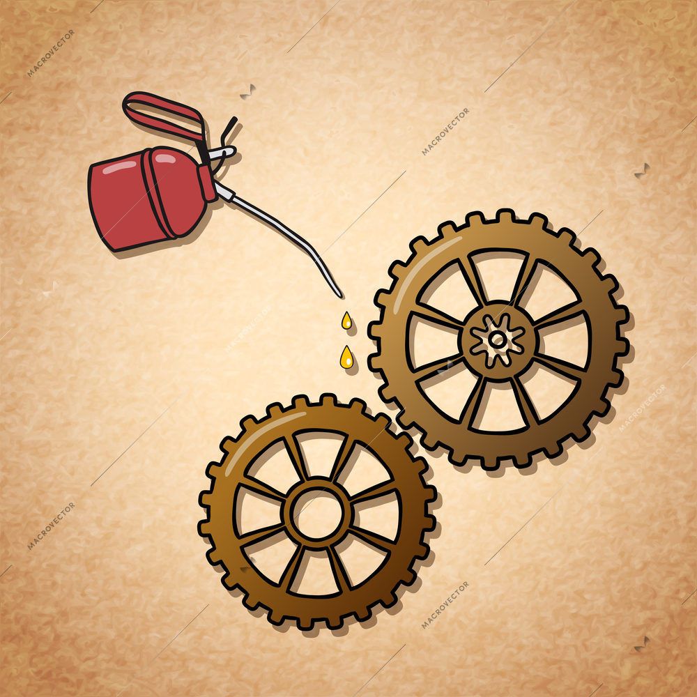 Smoothly spinning gears vintage symbol vector illustration