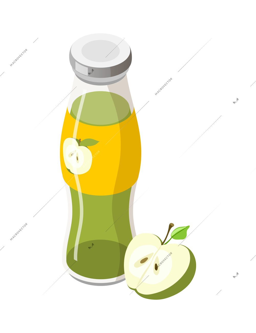 Baby healthy food isometric icon with bottle of apple juice on white background 3d vector illustration