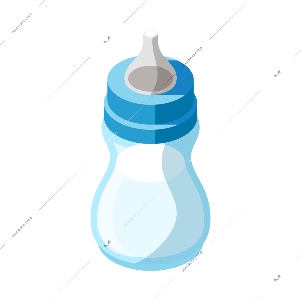 Plastic bottle with milk for baby feeding isometric icon 3d vector illustration