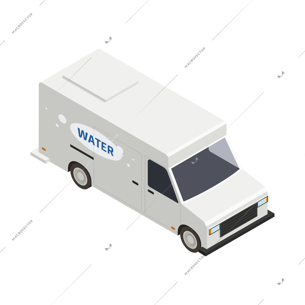 White water delivery truck isometric icon 3d vector illustration