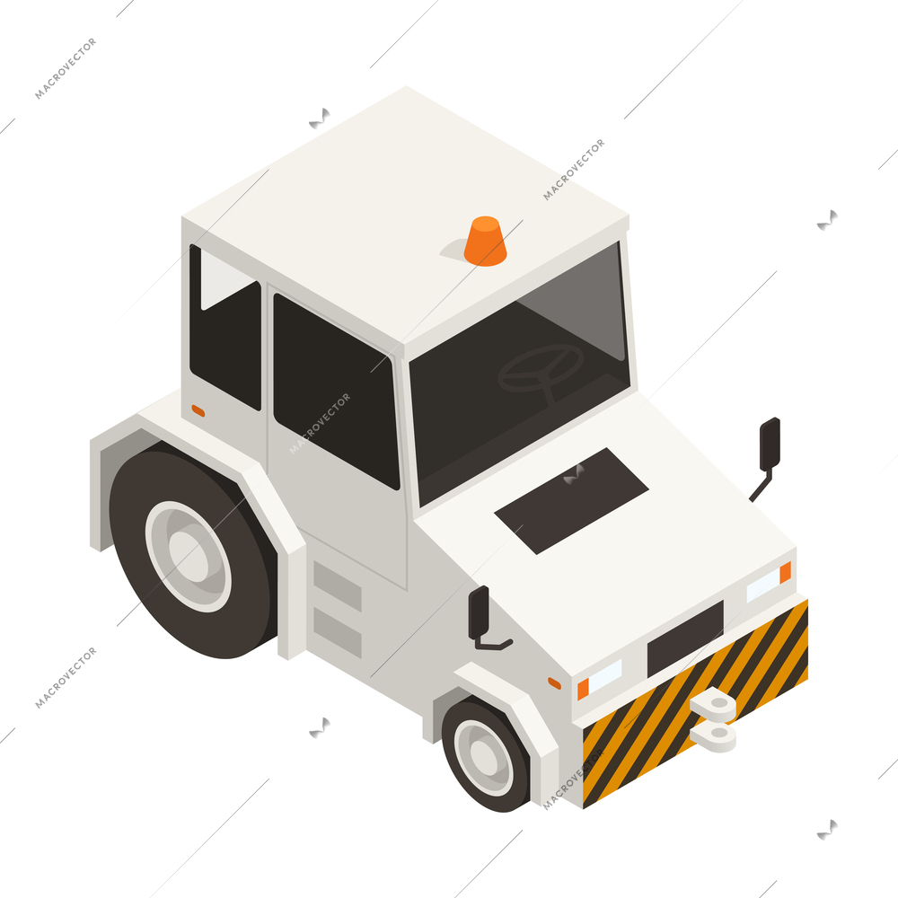 Airport baggage tractor icon in isometric style 3d vector illustration