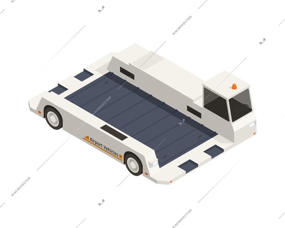 Container transporter airport car isometric icon 3d vector illustration