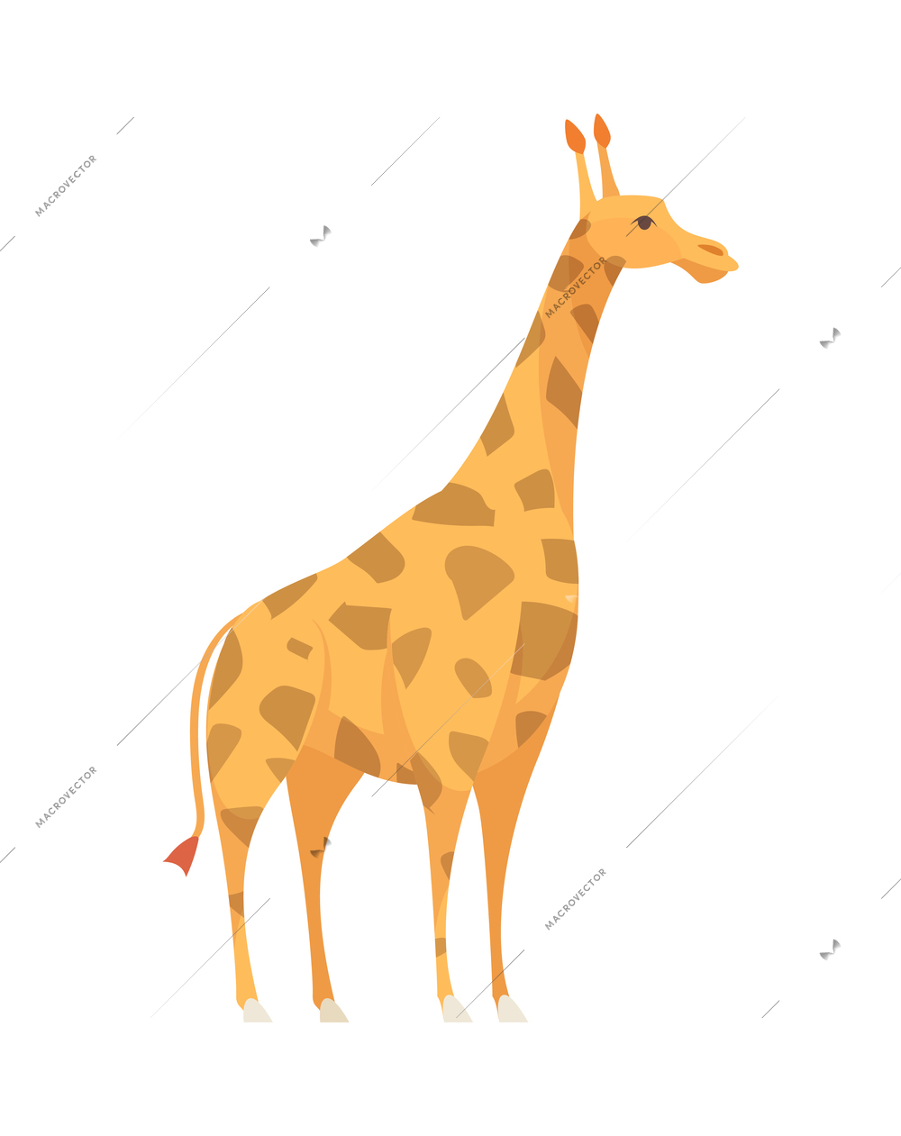 Cute flat giraffe side view vector illustration