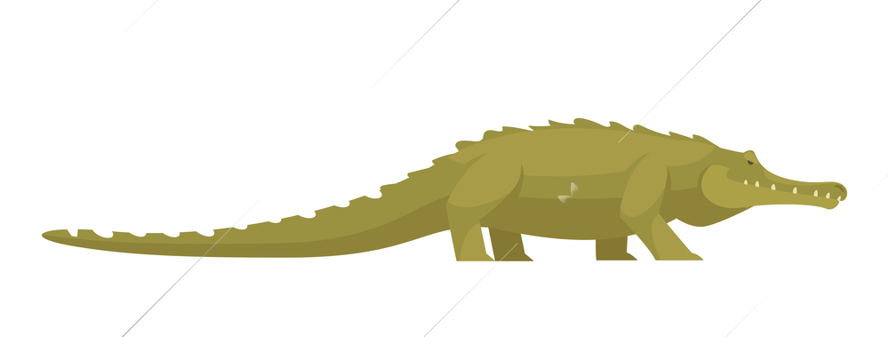 Green crocodile side view flat icon vector illustration