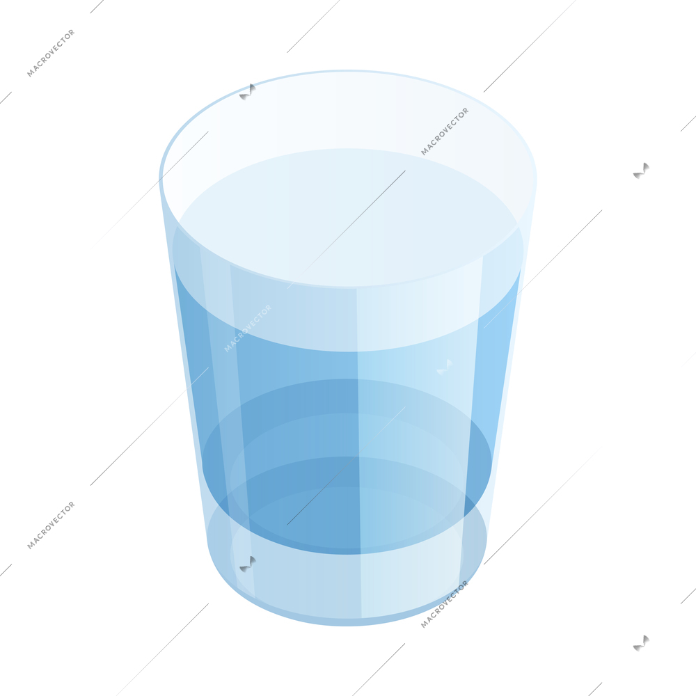 Isometric icon with glass of water on white background vector illustration