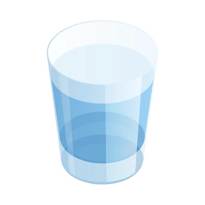 Isometric icon with glass of water on white background vector illustration